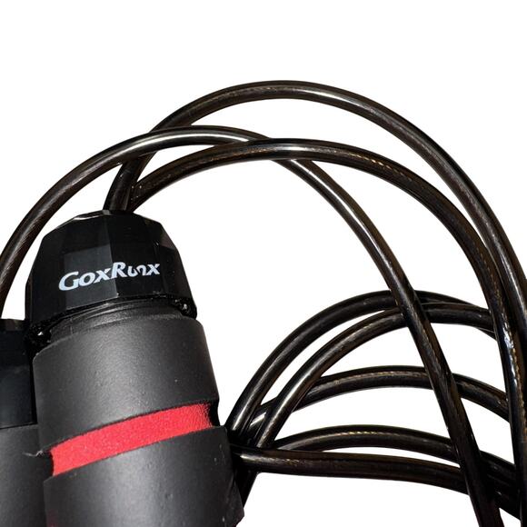 GoxRunx Jump Rope Black Red Foam Handles Adjustable Fitness Speed Skipping Rope - Picture 7 of 8